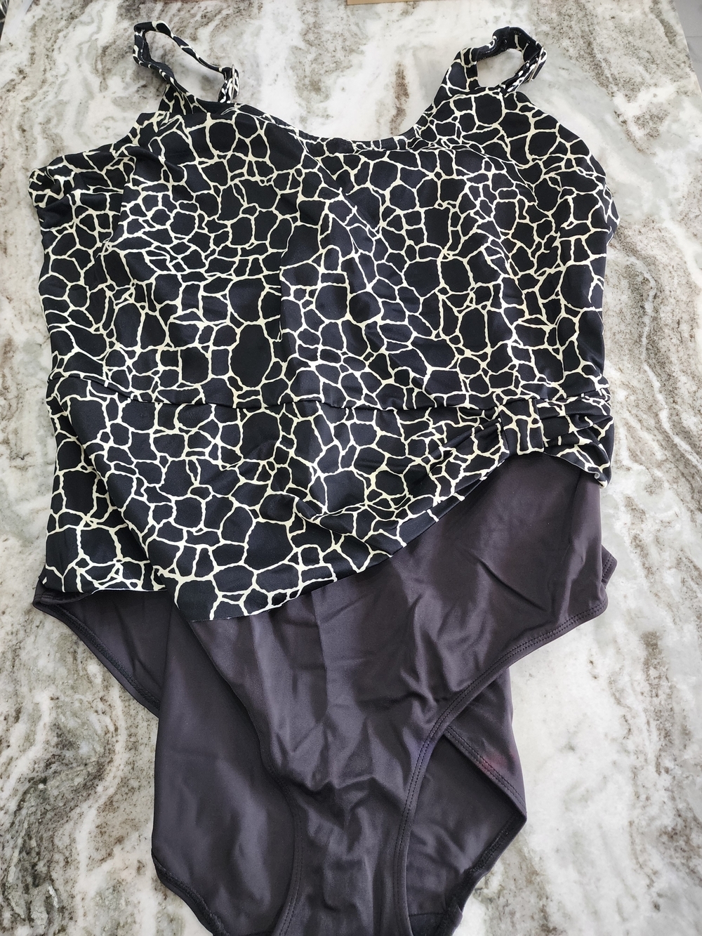 Black & Cream Pattern One-Piece Swimsuit